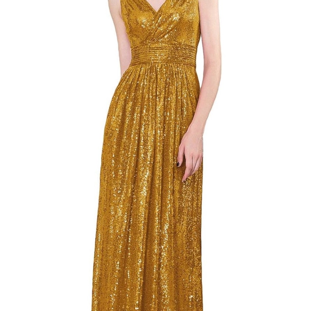 Elegant Gold Sequin Evening Gown